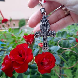 Egyptian Ankh Necklace,Ancient Egypt Hieroglyphic Symbol,ANKH Key of Life Cross,occult esoteric jewelry,Symbol of Eternal Life,Horus bird