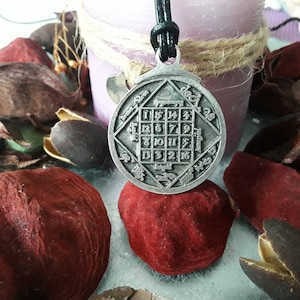 Jupiter Magic Square pendant leather necklace,Archangel Tzaphkiel square amulet,Planet magic Talisman amulet,Seal of Jupiter magic jewelry