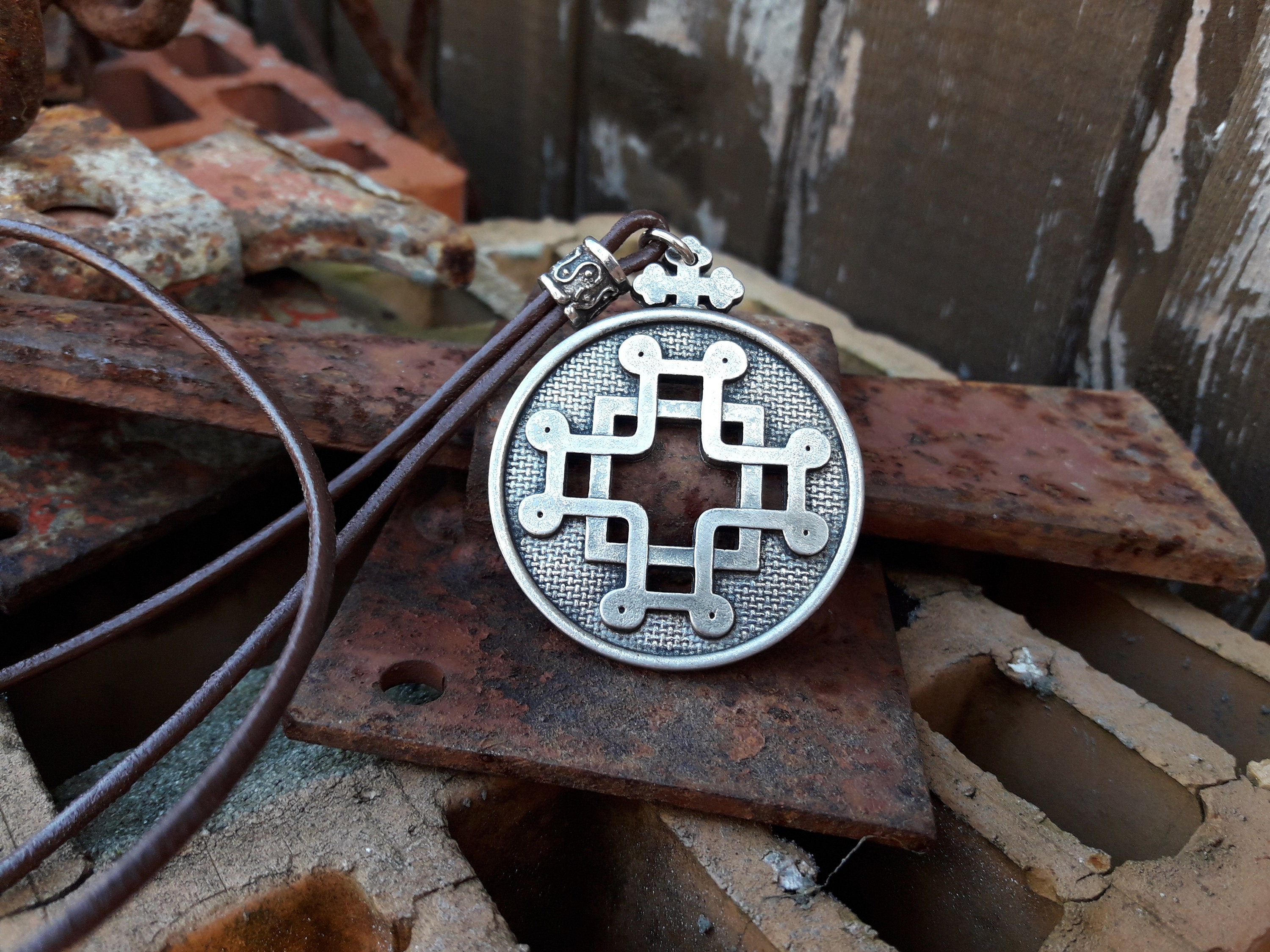 Veljusa Cross in Medallion Leather Necklace,macedonian Cross