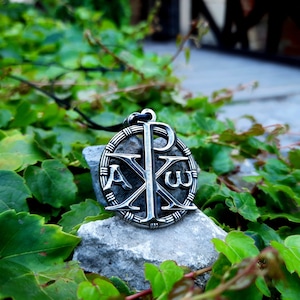 The Chi Rho sign necklace,Christogram,Constantine's Cross,Christian cross,Monogram of jesus Christ,Labarum,The Lord Our God,religious symbol