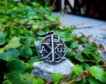 The Chi Rho sign necklace,Christogram,Constantine's Cross,Christian cross,Monogram of jesus Christ,Labarum,The Lord Our God,religious symbol