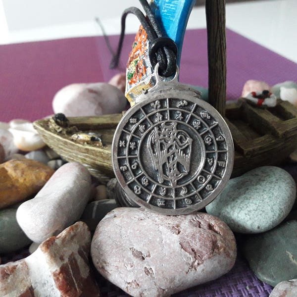 AION-AON Symbol of Eternity amulet leather necklace,God with lion head necklace,lucky amulet,New life amulet,unisex gift