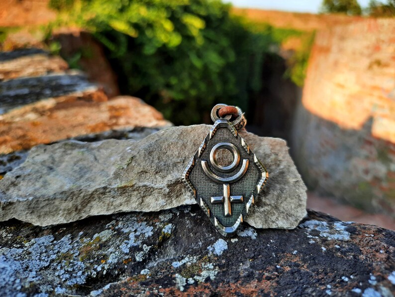 Planetary glyph Pluto/'s necklace.Astrological symbol jewelry,Pluto planet sign pendant,circle and Cross symbol.ruler of Scorpio and Aries