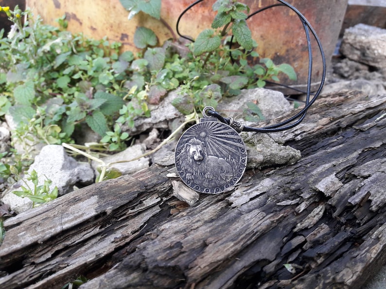 Lejonet horoskop läderhalsband, Lejonet stjärnteckensmycken, Astrologiskt tecken, planetglyf, härskare planeten solen, födelsedagspresent, solglyfhänge bild 3
