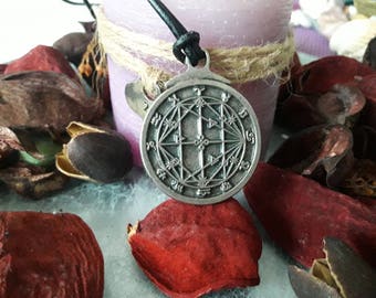 Zodiac and the light angles talisman amulet leather necklace,Zodiac horoscope pendants necklace,Lucky protective amulet,Planet talisman