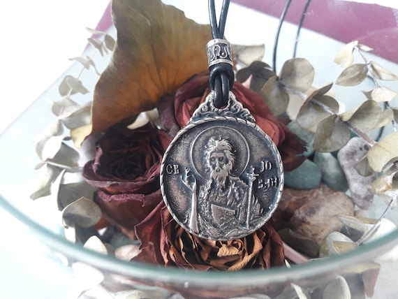 Saint John Baptist Icon Leather Necklace The - Saint John The Baptist Pendant Meaning Saint John Baptist Icon Leather Necklace The - Saint John The Baptist Pendant Meaning
