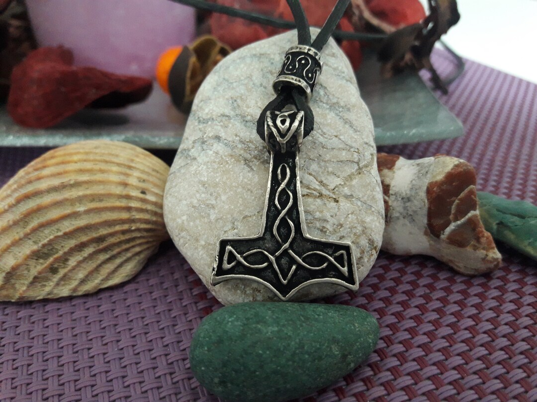 Viking Thor's Hammer Leather Necklacesthor Hammer Etsy