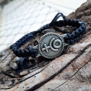 Pluto God of the Underworld zodiac glyph rope bracelet,Astrological symbol ruler of Scorpio,Zodiac Jewelry sign,Planetary Glyph amulet,