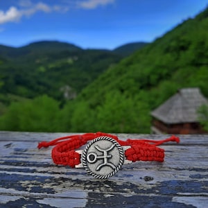 Uranus planetary glyph rope knitted bracelet,astrological glyph symbol jewelry,horoscope,zodiac adjustable bracelet,astrology sign amulet