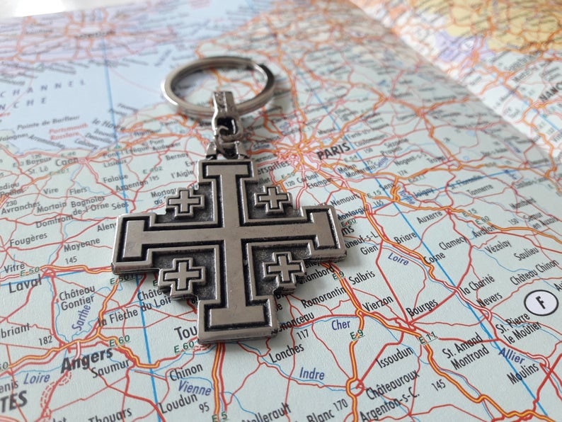 Jerusalem Cross Leather Necklacefive Fold Cross Jewelry Etsy