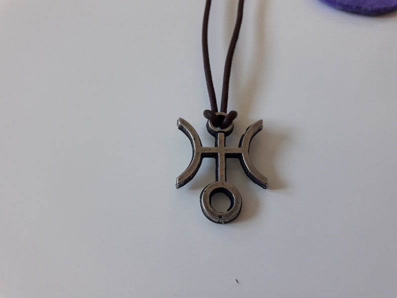 Uranus planetary glyph leather necklace,Uranus symbol jewelry,Astrological Glyph,uranus God of the sky,Horoscope Jewelry,Planet symbol image 5