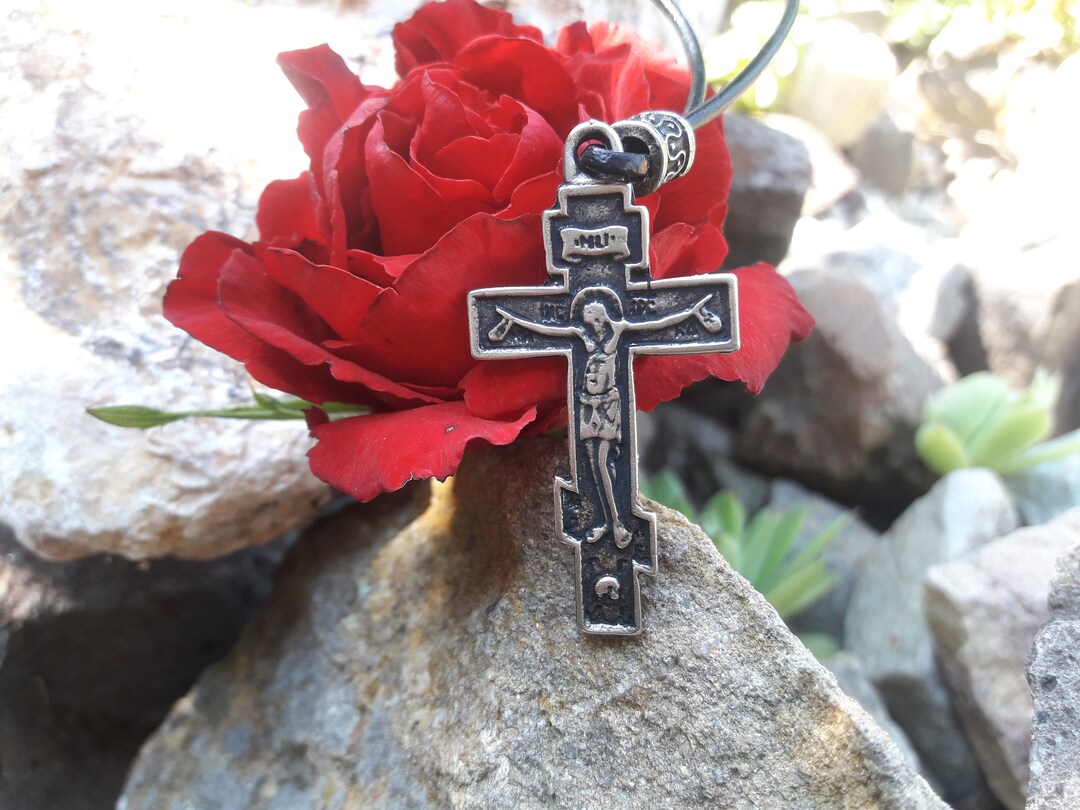 Cross With Jesus Christ Leather Necklace,christian Orthodox