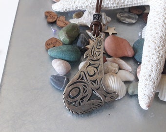 Celtic Wolf tribal leather necklace,Celtic astrology,celtic animal,Slavic Pagan wolf pendant,viking jewelry,Ragnarok wolf,howling wolf