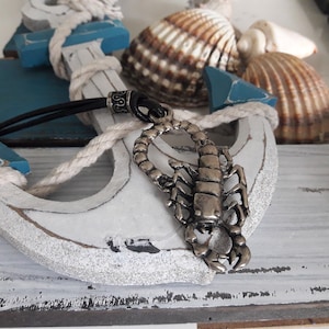 Scorpion leather necklace pendant,zodiac scorpio horoscope jewelry,astrology,animal lover jewelry,unisex gift