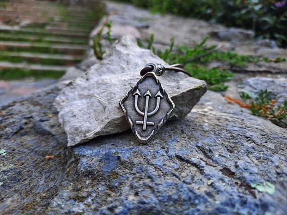 Neptune's Trident Glyph Leather Necklace,astrological Symbol