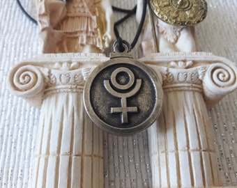 Pluto&#39;s astrological symbol necklace,Pluto glyph jewelry,planetary glyph,astronomical symbol,zodiac,horoscope,Omnipotent,alchemical Pluto