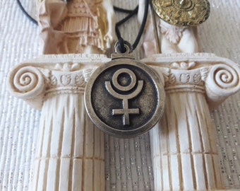 Pluto's astrological symbol necklace,Pluto glyph jewelry,planetary glyph,astronomical symbol,zodiac,horoscope,Omnipotent,alchemical Pluto