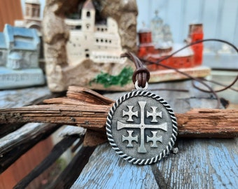 Jerusalem Cross jewelry,Five-fold Cross christian pendant,Knights Templar,Templar cross necklace,Kingdom of Jerusalem,religious gift