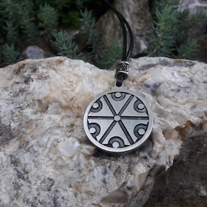 Perun God symbol leather necklace,SlavicGod of thunder and lightning jewelry,Slavic Mythology jewelry,Thunder&#39;s wheel pendant Perun&#39;s wheel