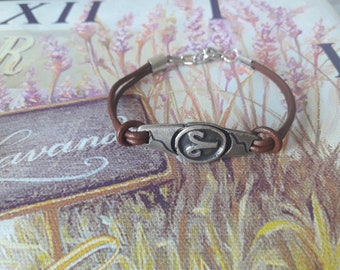 Aries horoscope leather bracelet,Aries zodiac symbol jewelry,Ram astrology symbol,Friendship gift,Ram horoscope sign,Adjustable jewelry