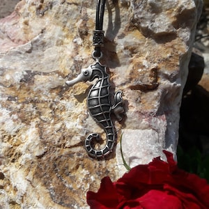 Seahorse pendant leather necklace,mother&#39;s day gifts jewelry,symbol of strength,Greek mythology,hippocampus,protection pendant,lucky amulet