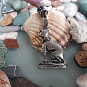 Bastet Cat leather necklace,Egyptian Astrology cat goddess Bastet pendant, ancient Egyptian religion,Bast charm jewelry,unisex gift