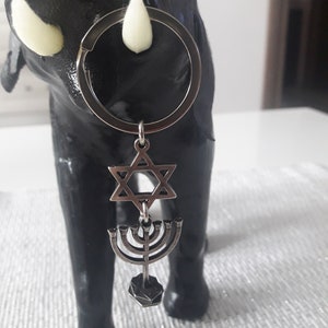 Hanukkah and Star of David keychain,Menorah keychain,Jewish Charm accessories,Judaica Candle Pendant,Magen Star of David,Jewish Star