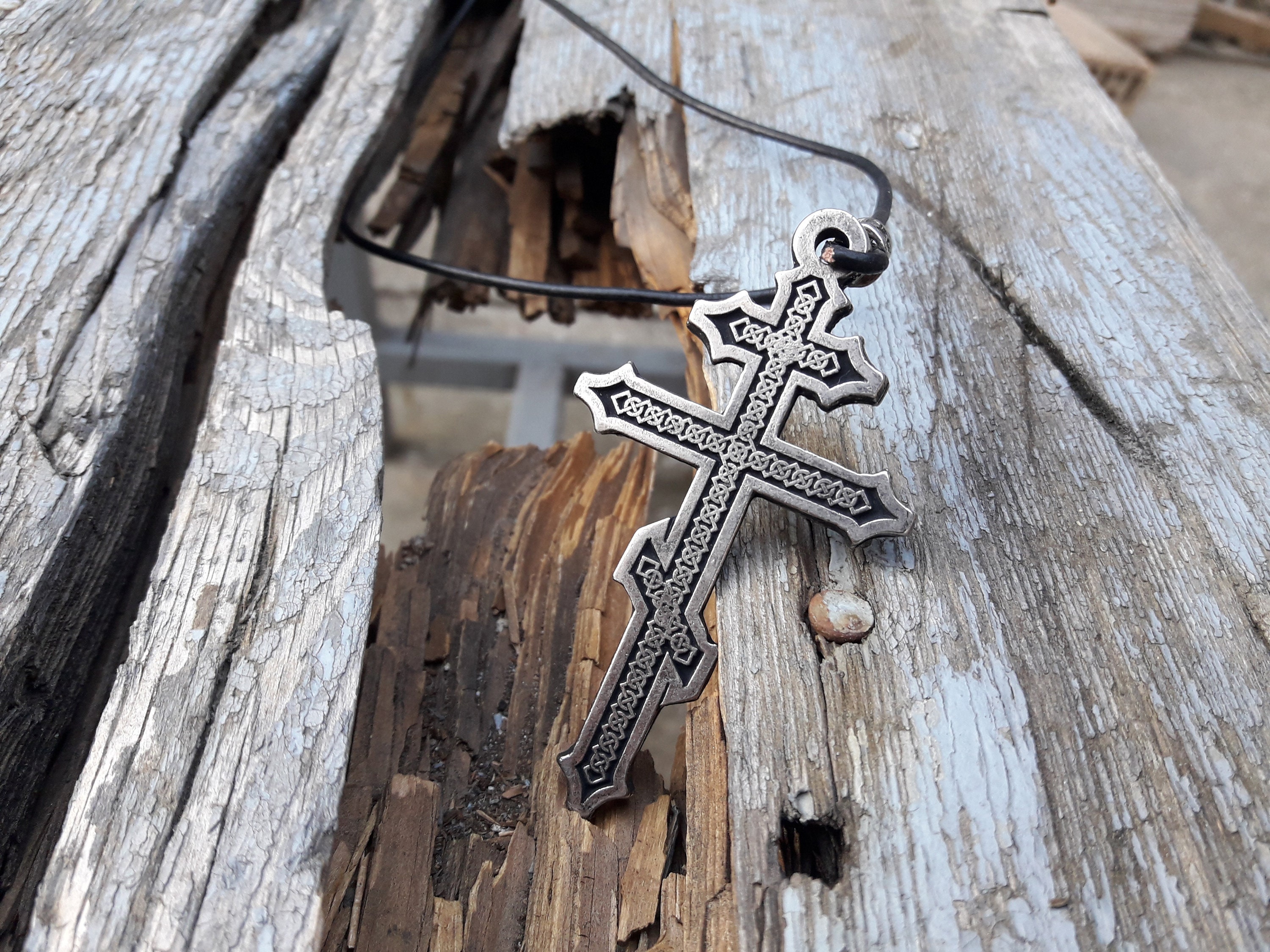 Russian Orthodox Cross Leather Necklace,russian Cross Ornament
