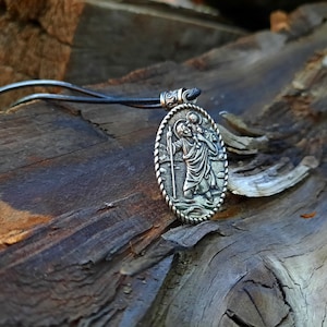 Saint Christopher and Jesus Christ Holy sign necklace,Christianity religious jewelry,Catholic Christian heroes of Faith,Patron of storms