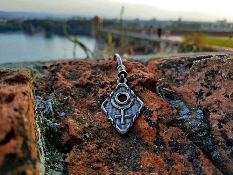 Planetary glyph Pluto/'s necklace.Astrological symbol jewelry,Pluto planet sign pendant,circle and Cross symbol.ruler of Scorpio and Aries