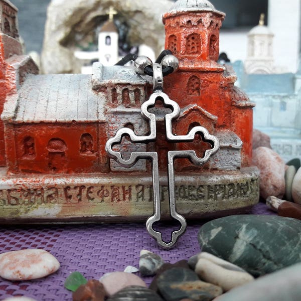 Ortodox Cross Serbian,Russian,Greek leather necklace,Serbian Ortodox Church,Christian cross necklace,Russian ortodox Church pendant
