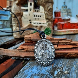 Saint Nicholas the Wonderworker pendant,protector of sailors amulet,Christian orthodox Saint Nicholas Icon jewelry,Christian protection