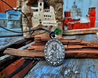 Saint Nicholas the Wonderworker pendant,protector of sailors amulet,Christian orthodox Saint Nicholas Icon jewelry,Christian protection