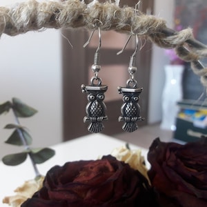 Owl cute Earrings,owl charm jewelry,owl little,Animal Bird earring,Wisdom owl symbol,Owl luck amulet,spirit animal Bird,gift for her