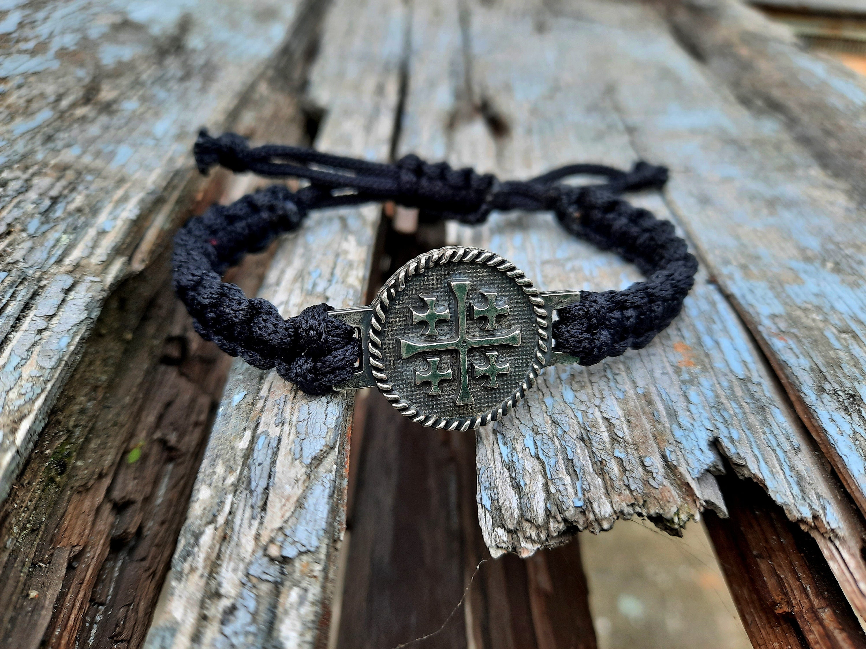 Jerusalem Cross Rope Braceletfive-fold Cross Christian - Etsy