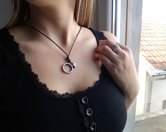 Mars glyph leather necklace,Mars God of war zodiac glyph jewelry,Astrological symbol,Astronomy,alchemy,planetary glyph,aries horoscope