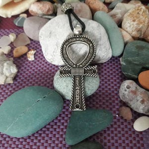 Ankh cross Egyptian Hieroglyph leather necklace,Key of Life Necklace,Religious Symbol of Eternal Life natural rael leather necklace