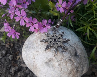 Collar con símbolo de la estrella del caos, colgante de estrella mágica del caos, poder, símbolo de energía, flechas del caos, símbolo de los ocho. Collar de la Caosfera, sigilo del caos.