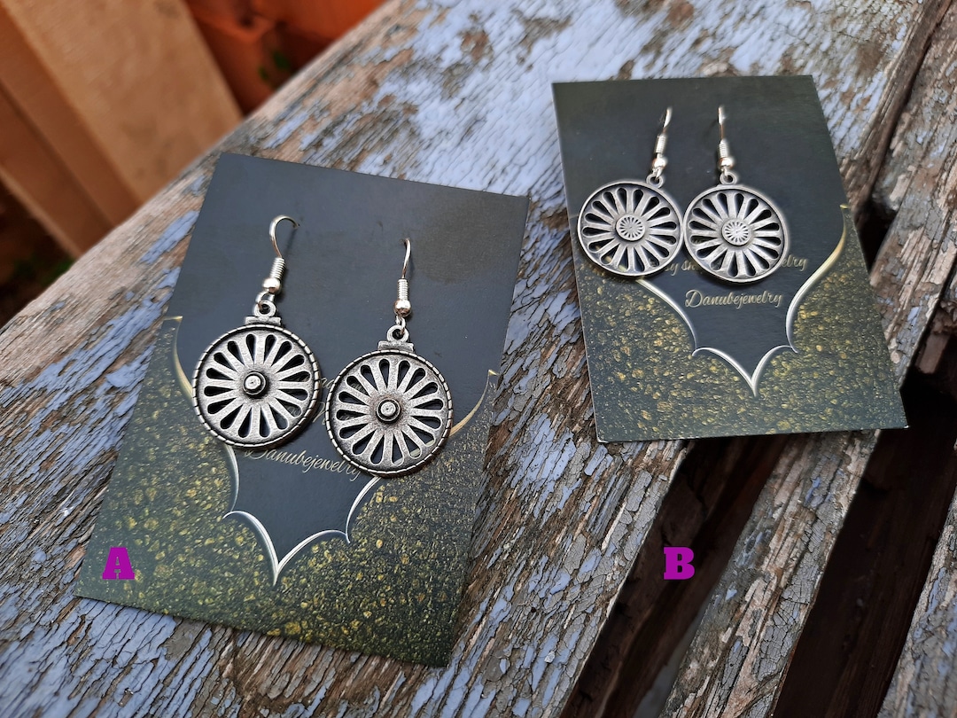 Romani Chakra Wheel Earrings Pendant Talisman,ashoka Chakra Indian