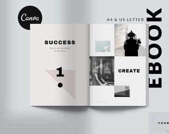 Minimalist Canva eBook Template: Course Creator, Lead Magnet (A4 & US Letter)