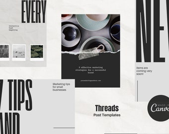 Threads Canva Post Templates for Small Business Marketing Advertising Coach Instagram Social Media Digital