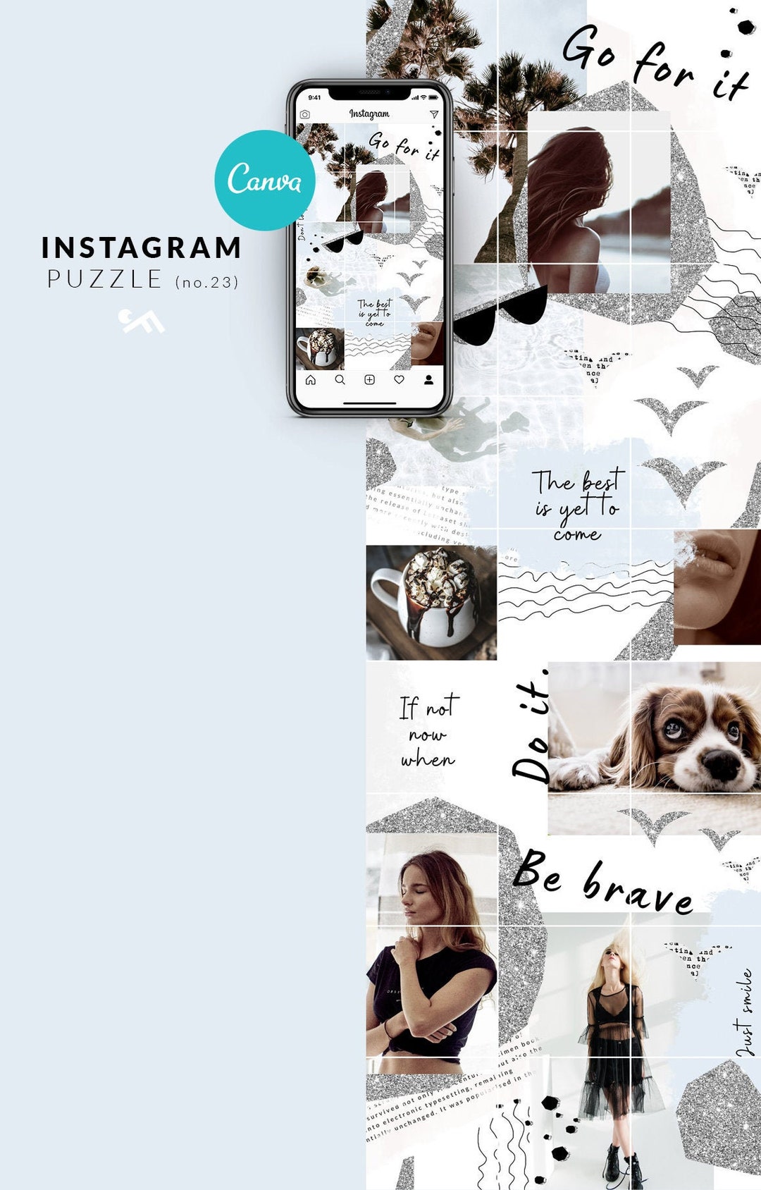 CANVA Instagram PUZZLE Template Modern-grid Layoutsocial - Etsy