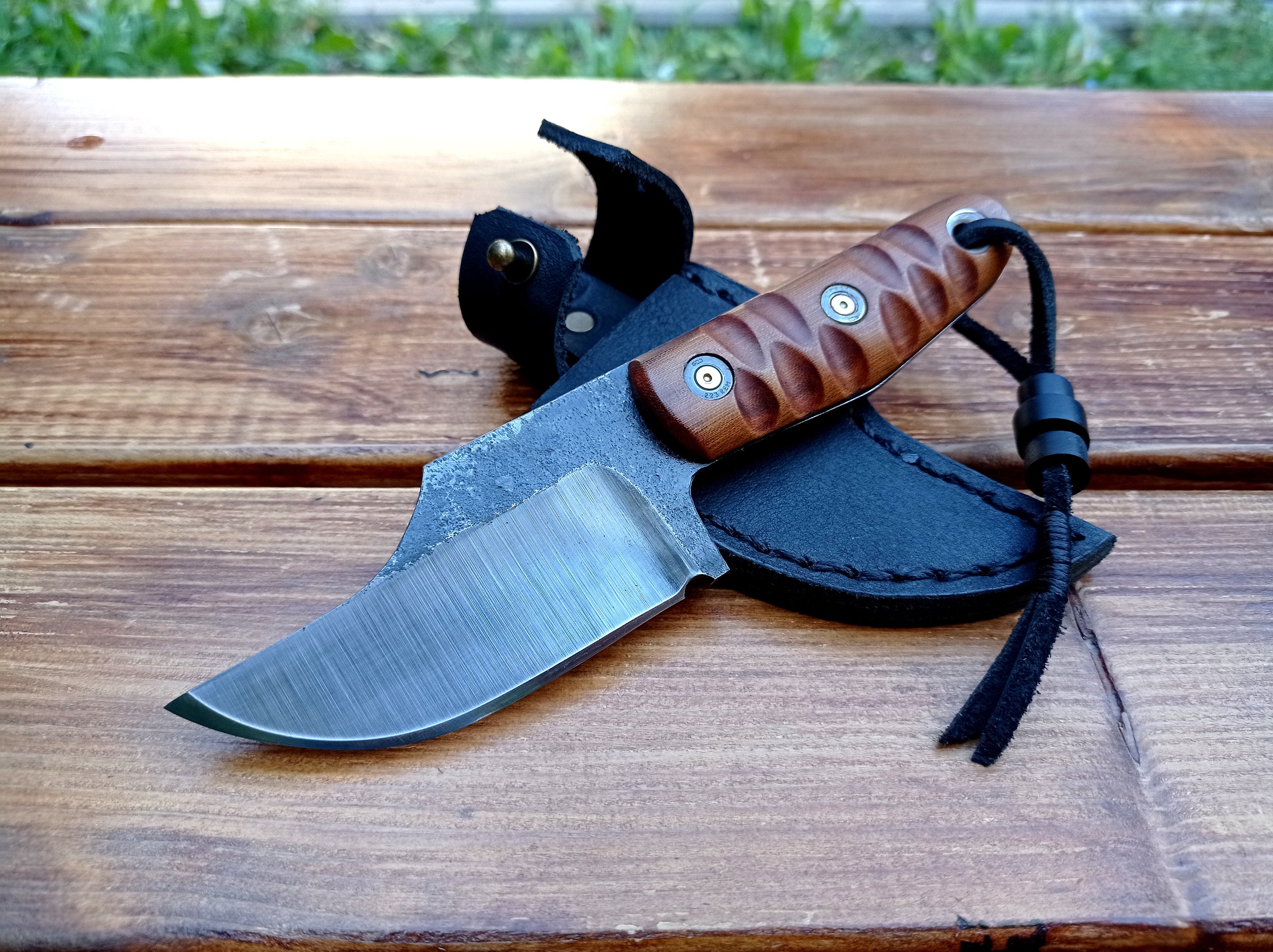Hand EDC neck knife handmade. fixed blade knife. made Etsy
