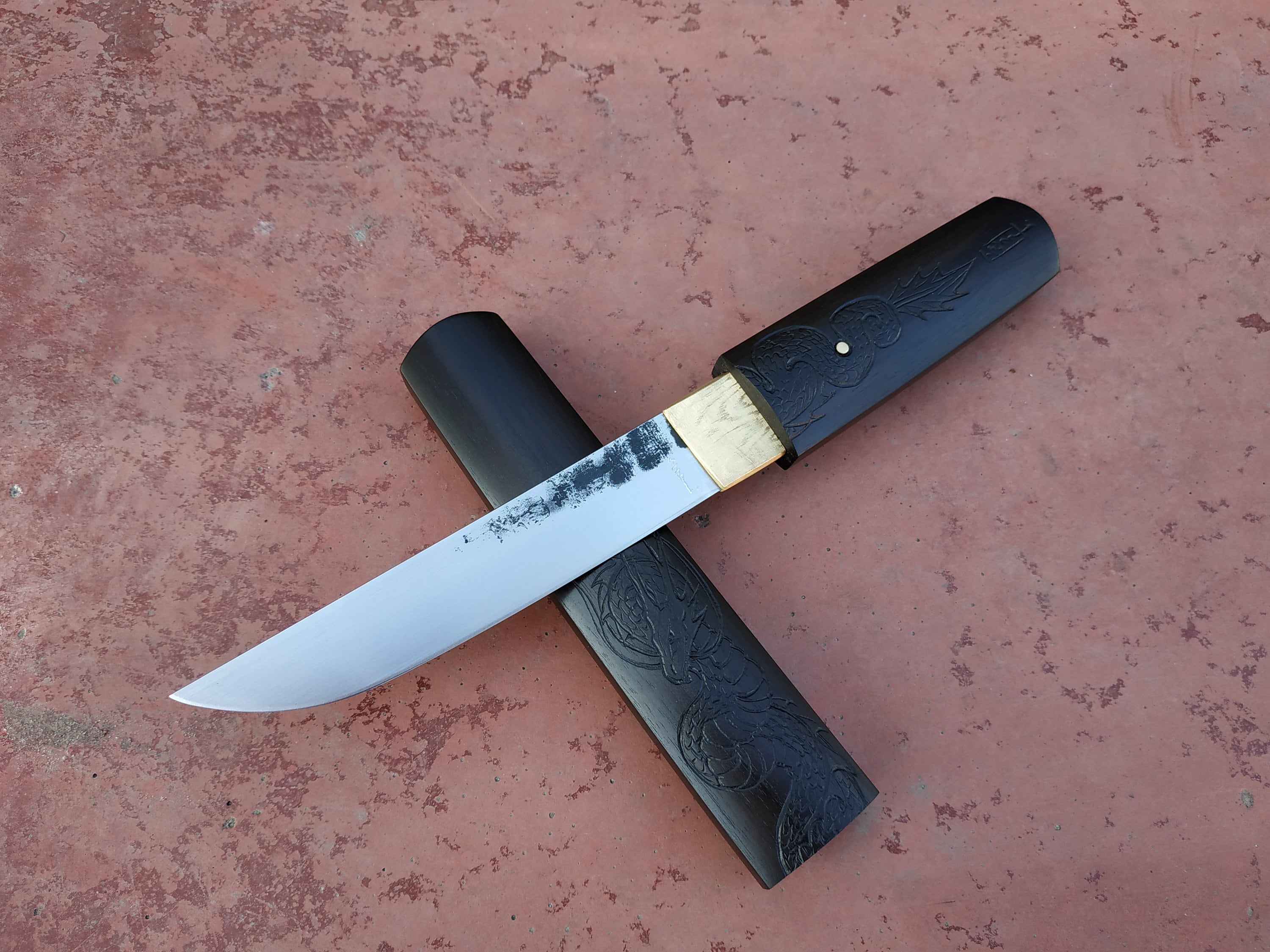 Fixed blade Japanese knife Dragon. Etsy