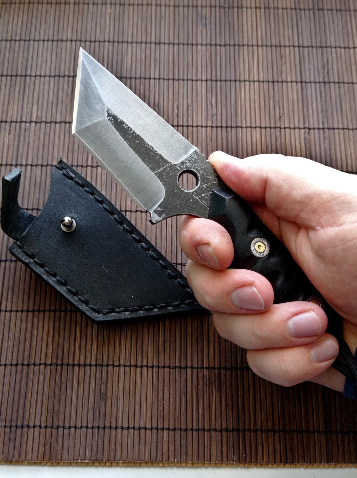 Hand kiridashi knife EDC. Tanto blade. Neck knife Etsy