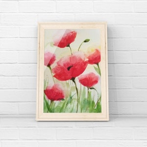 Watercolor Poppies Glicee Print/ Watercolor Poppies Art Print/ Floral watercolor painting/ floral home decor