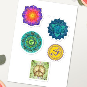 Foglio di adesivi Chakra e Mandala / adesivi spirituali / adesivi yoga