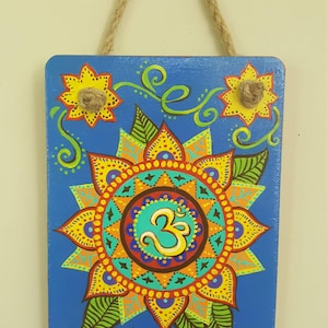 Sunflower Om Mandala/ Recycled cutting board art/ Om Mandala Home Decour/ Bohemian Home Decor/