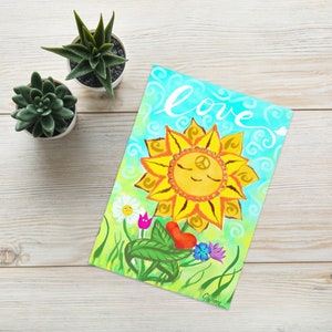 Cartão de felicitações de girassol de amor/cartão de felicitações ensolarado feliz/arte de girassol feliz/cartão de felicitações de amor