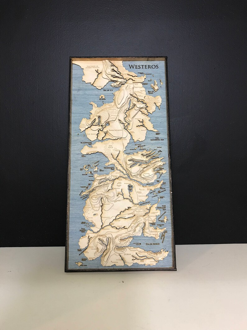 Topographic Map of Westeros Game of Thrones 5.5 X Etsy